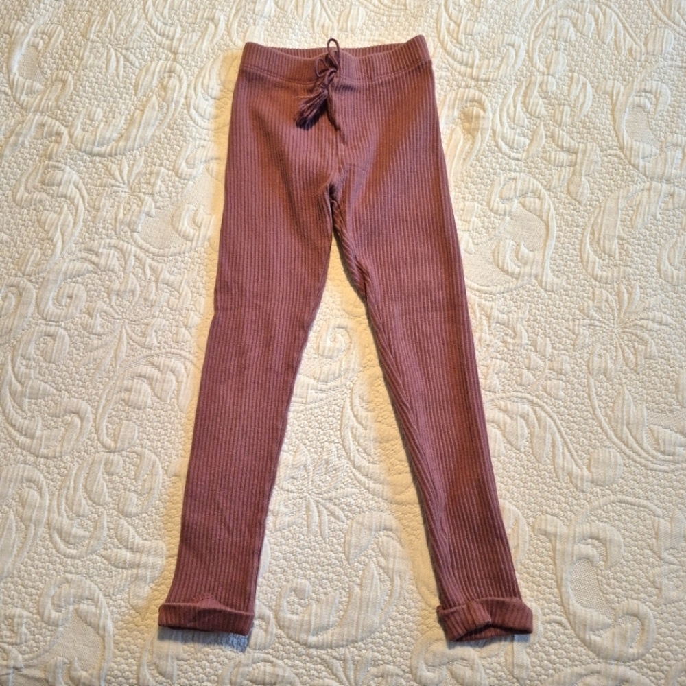 Zara girls size 7 ribbed fold over cuff leggings, pull on GUC content tag cut